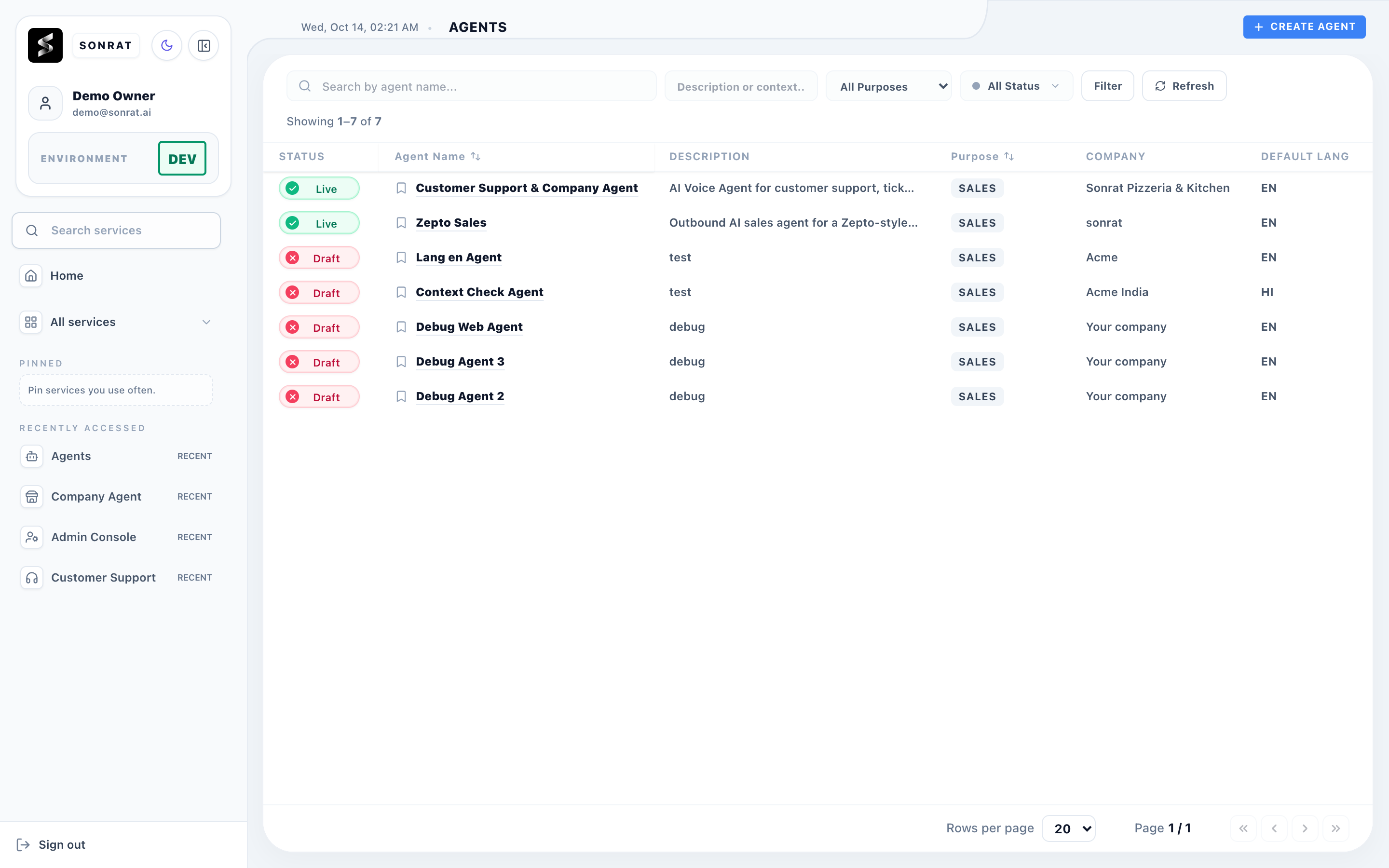 Visual agent builder with deep tool orchestration. real dashboard screenshot